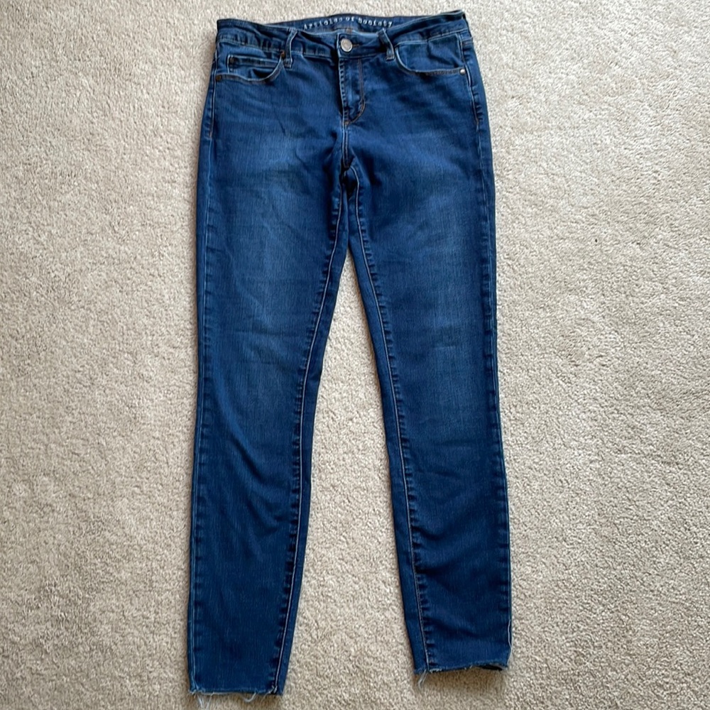 Articles of Society Jeans Skinny Cropped Raw Hem Dark Rinse
